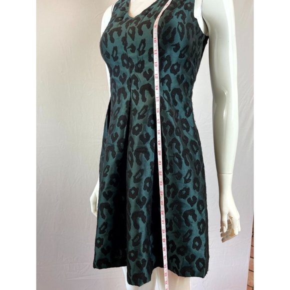 Ann Taylor Loft Women's Mini Dress Fit & Flare Leopard Print Black Green Size 0P - Picture 5 of 10